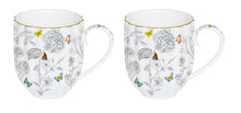 Lade das Bild in den Galerie-Viewer, Set of 2 Mugs Flowers and Butterflies.
