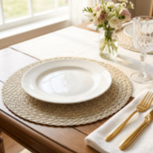 Load image into Gallery viewer, Set of 4 Round Woven Placemats 38cm – Light Green/Beige