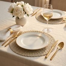 Load image into Gallery viewer, Set of 4 Round Woven Placemats 38cm – Light Green/Beige