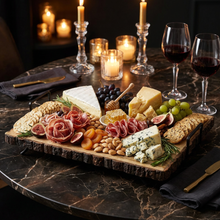Load image into Gallery viewer, Rustic Wooden Serving Board with Metal Stand 44 × 33 × 11 cm