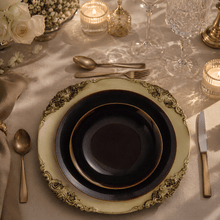 Load image into Gallery viewer, Set of 6 Ornate Cream & Brown Sous-Plats – 33 cm