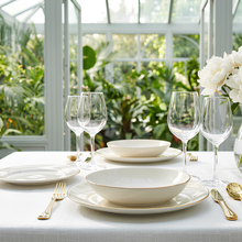 Lade das Bild in den Galerie-Viewer, Metropolis 18-Piece White Porcelain Dinner Set with Gold Rim | Elegant Tableware for 6