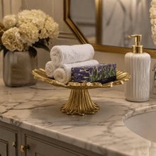 Load image into Gallery viewer, Gold Flower Elevated Serving Stand – 27 × 14 cm