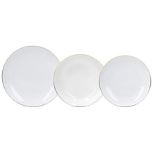 Lade das Bild in den Galerie-Viewer, 18-Piece White Porcelain Dinner Set with Gold Rim Metropolis | Elegant Tableware for 6.