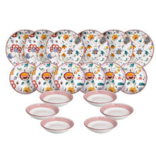 Lade das Bild in den Galerie-Viewer, Moon Kimono 18-Piece Floral Porcelain Dinner Set for 6 | Luxury Japanese-Inspired Tableware.