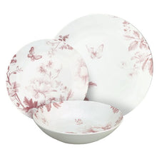 Lade das Bild in den Galerie-Viewer, Moon Vie En Rose 18-Piece Pink Floral Porcelain Dinner Set for 6 | Elegant Romantic Tableware.