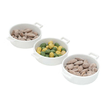 Load image into Gallery viewer, Set of 3 Porcelain Appetiser white dishes 12x9x3cm.