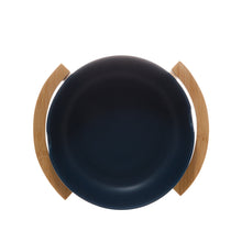 Lade das Bild in den Galerie-Viewer, Porcelaine Blue Bowl with Wooden Support 26x22x11cm.