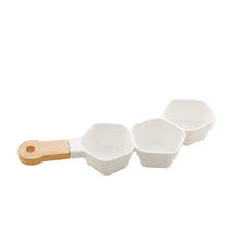 Load image into Gallery viewer, Porcelaine White Appetizer Small attached Bowls 36x15x5cm.