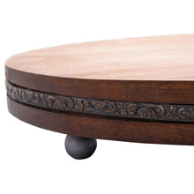 Lade das Bild in den Galerie-Viewer, Wooden round table with decorative edge and black leg