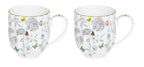 Set of 2 Mugs Flowers and Butterflies.