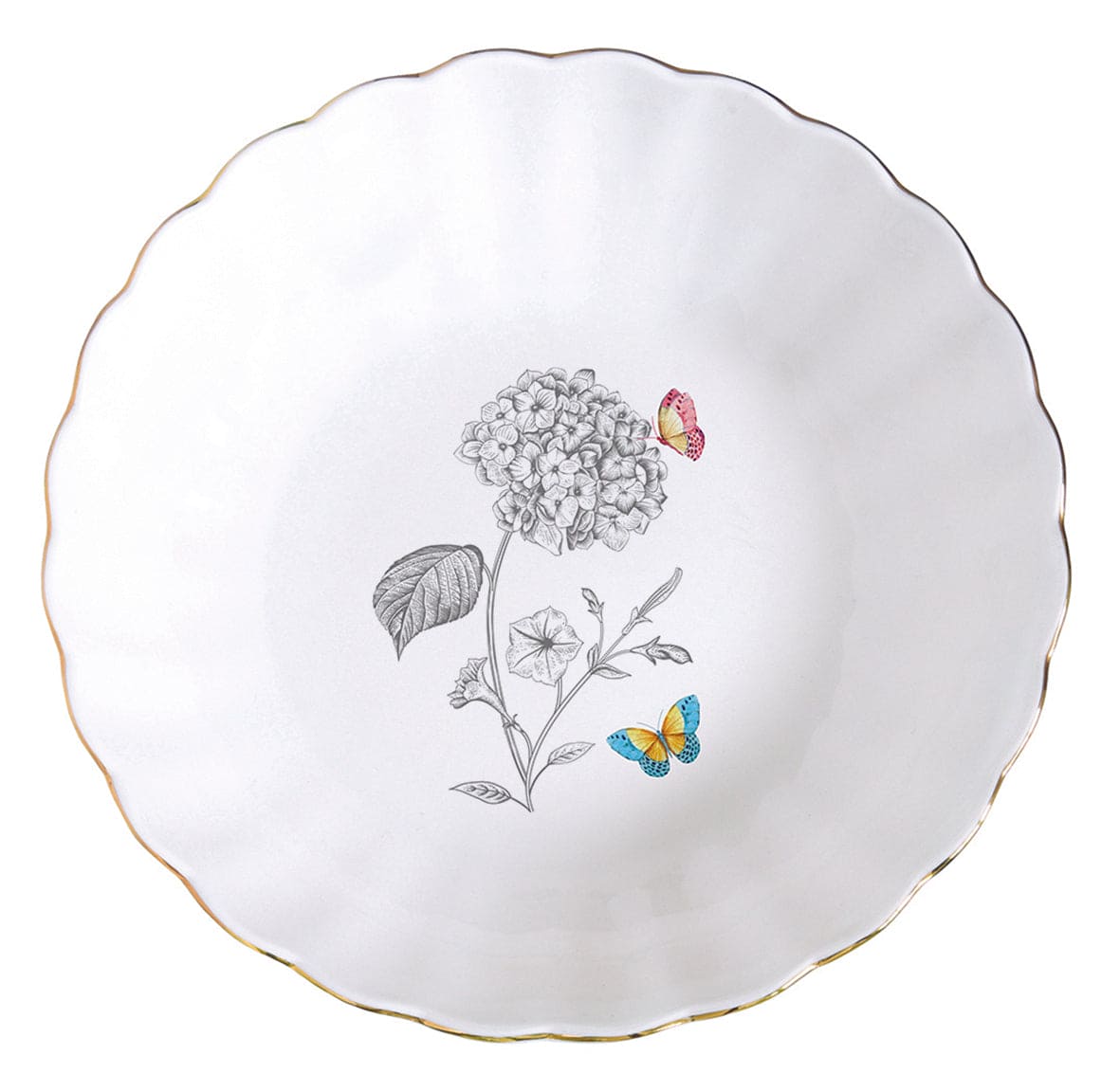 Soup Plate Flowers and Butterflies.