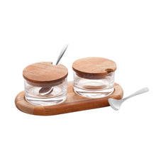 Charger l'image dans la galerie, Support en bois Double Bol 24x13x8cm
