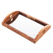 Lade das Bild in den Galerie-Viewer, Verspiegeltes Tablett aus Teakholz, 36 x 23 x 7 cm
