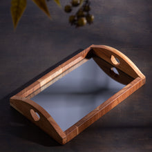 Lade das Bild in den Galerie-Viewer, Verspiegeltes Tablett aus Teakholz, 36 x 23 x 7 cm
