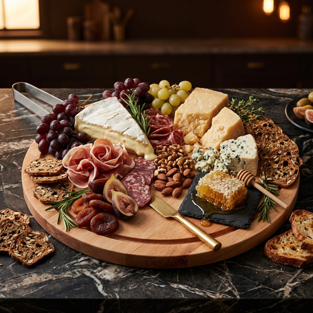 Atelier Wooden Serving Board with Stainless Steel Handle 36x2cm