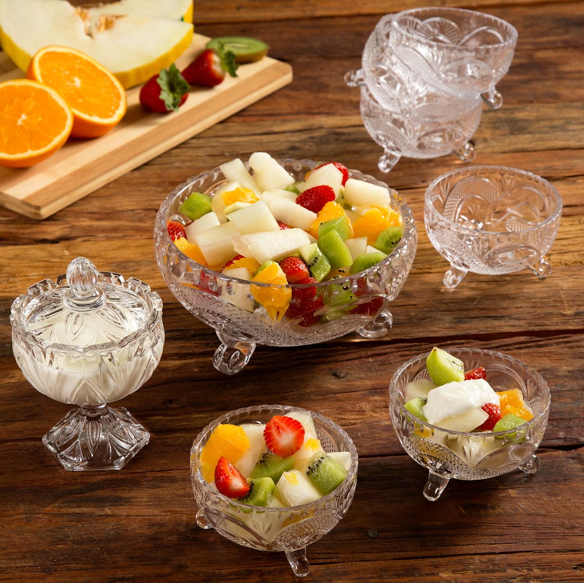 Set of Crystal Dessert Bowls 18x10cm/6x(10x6cm).