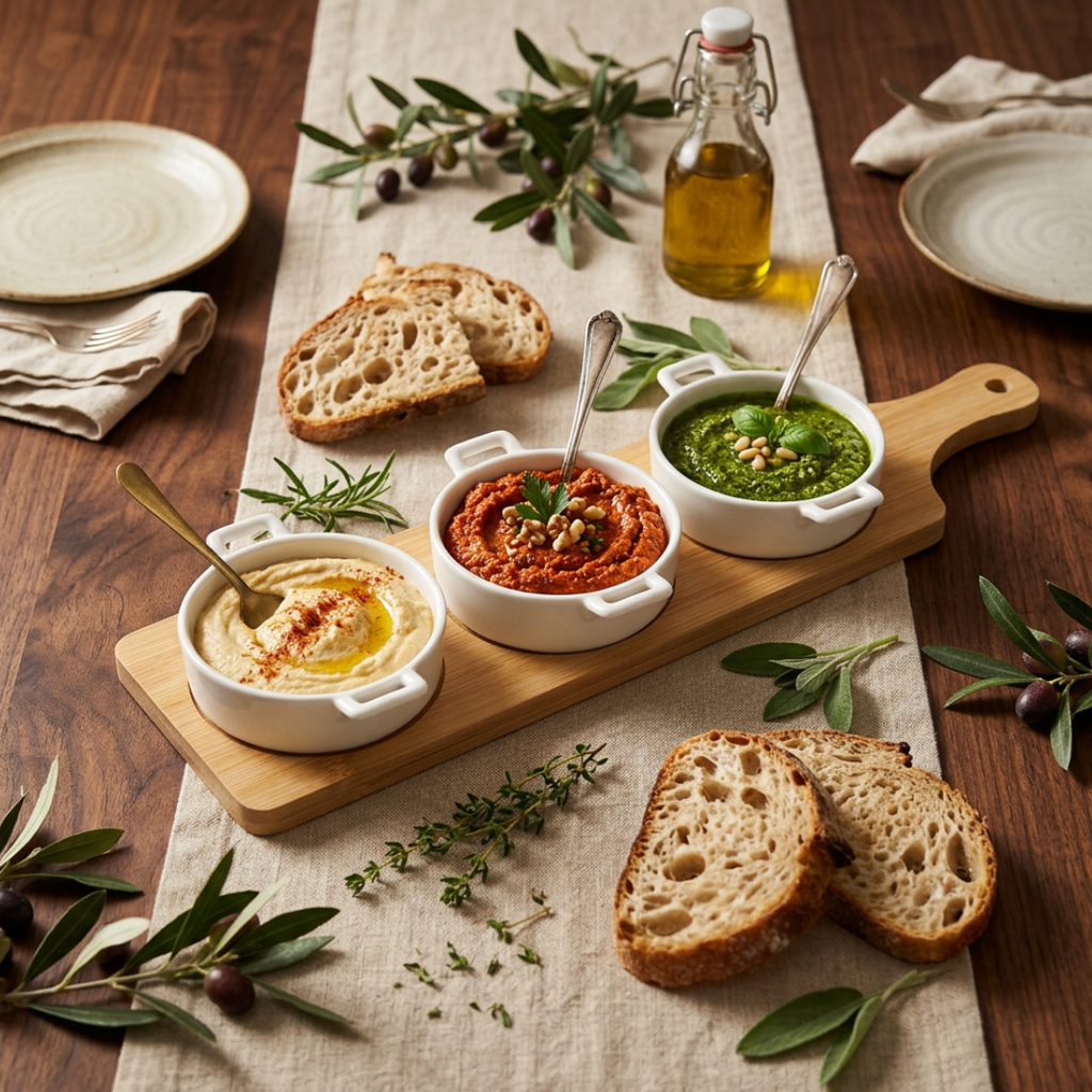 Porcelain Appetiser Dish Set with Bamboo Serving Board 39 × 12 × 4 cm | House Art