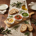 Porcelain Appetiser Dish Set with Bamboo Serving Board 39 × 12 × 4 cm | House Art