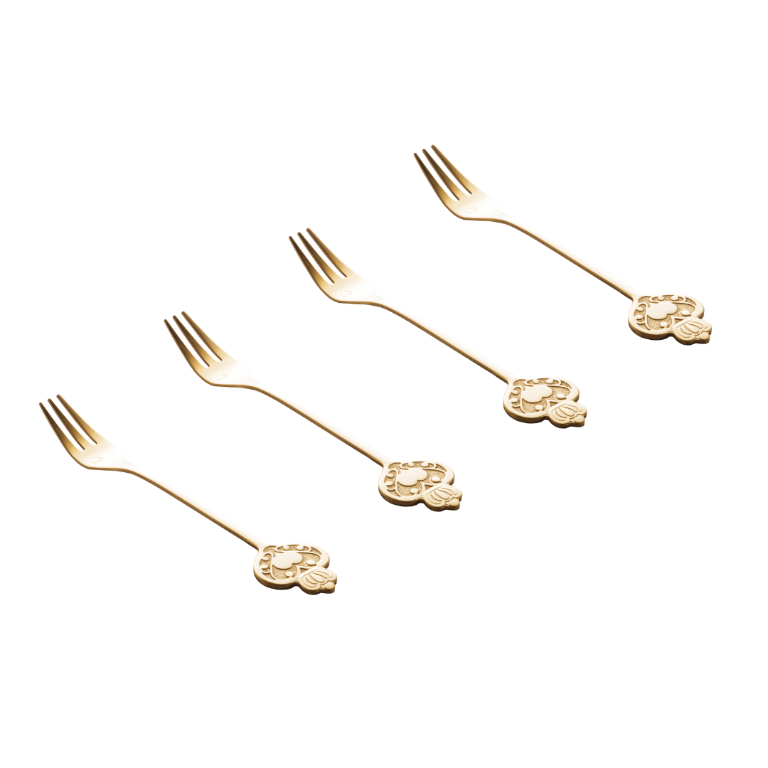 Set of 4 Stainless Steel Golden Key Cake Forks – 13.2 cm – image 2 | House Art
