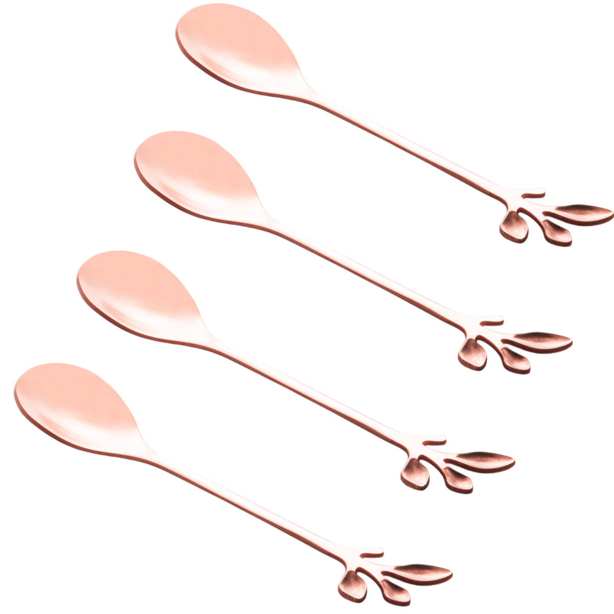 Set of 4 Rose Gold Leaves Coffee & Dessert Spoons – 12 cm – image 8 | House Art
