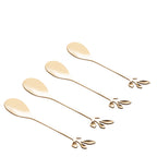 Set of 4 Golden Leaves Coffee & Dessert Spoons – 12 cm – image 2 | House Art