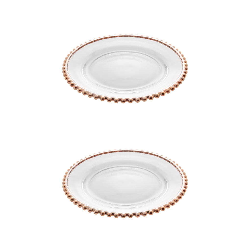 Set of 2 Rose Pearl Crystal Dessert Plates – 20 cm – image 6 | House Art