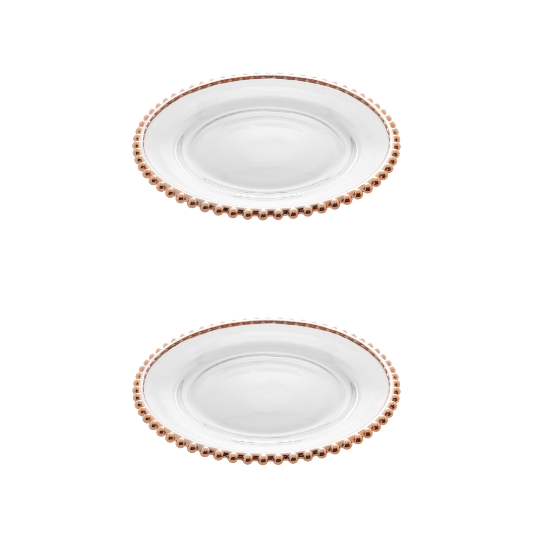 Set of 2 Rose Pearl Crystal Dessert Plates – 20 cm – image 6 | House Art