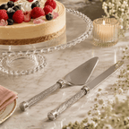 Silver Crystal Handle Cake Serving Set – 2 Piece, 32 cm | House Art