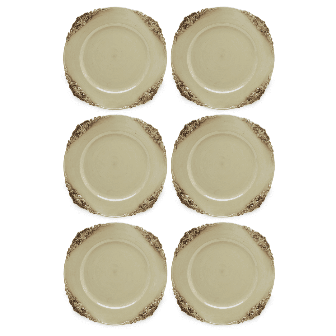 Set of 6 Ornate Cream & Brown Sous-Plats – 33 cm – image 3 | House Art