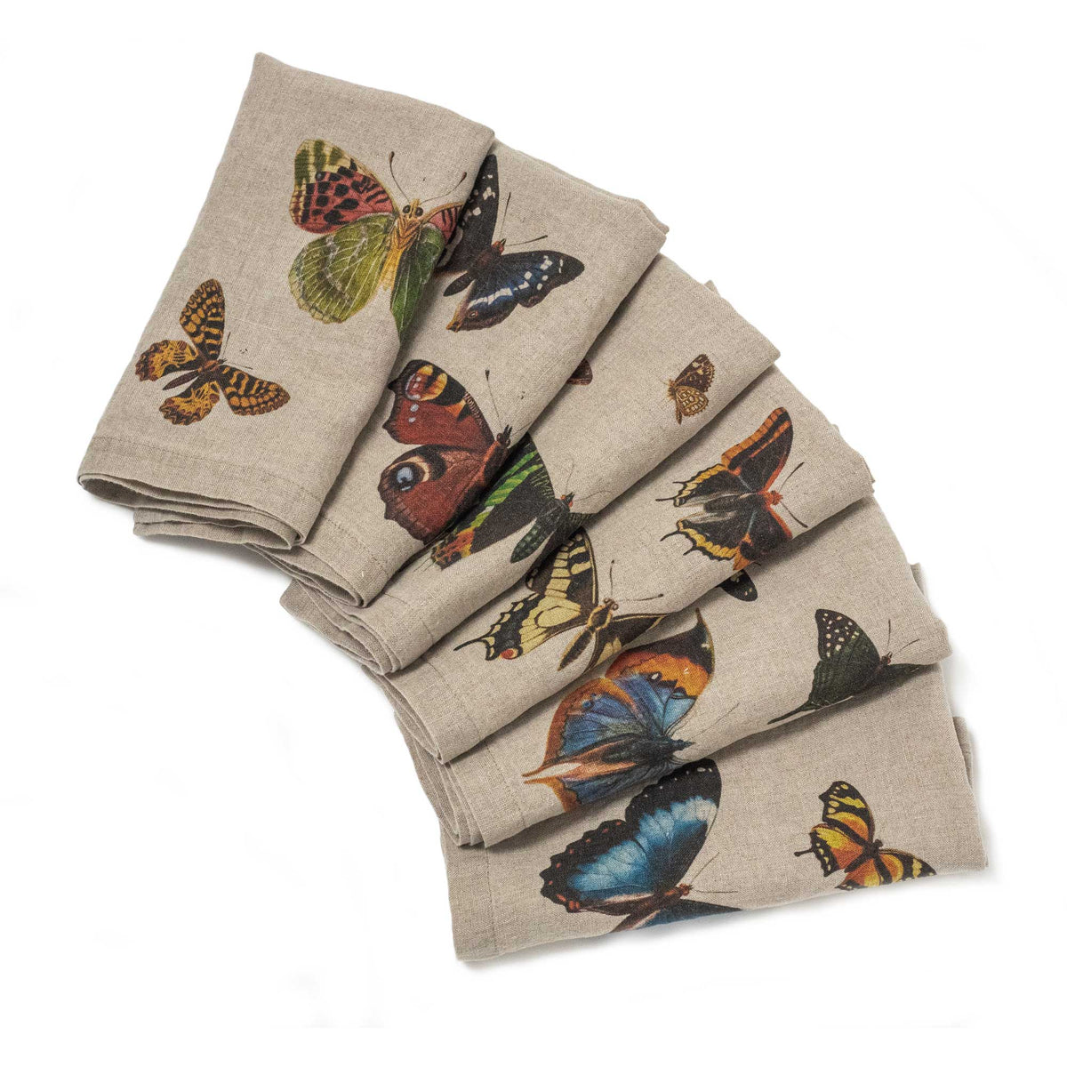 Set of 6 Flying Butterflies Napkins.