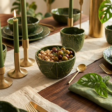 Load image into Gallery viewer, Green Ceramic Banana Leaf Bowl – 16 × 16 × 9.5 cm
