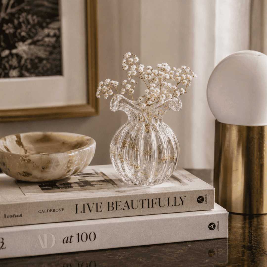 The Flower Vase – Clear Gold – 11.5 × 11.5 × 13.5 cm