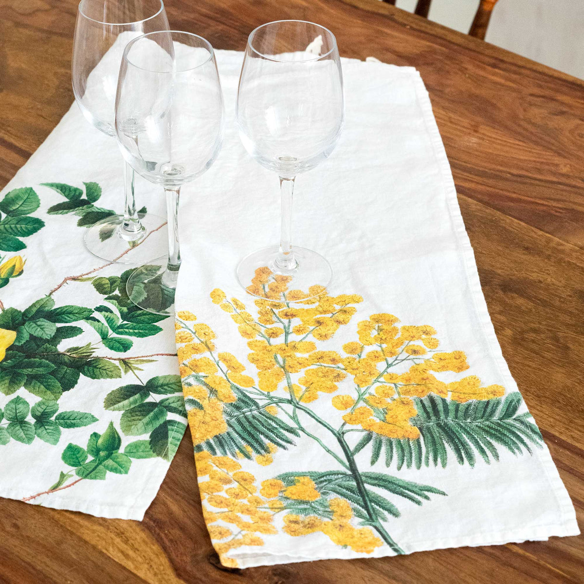 Set of 2 Mimosa & Rose Kitchen Towels.