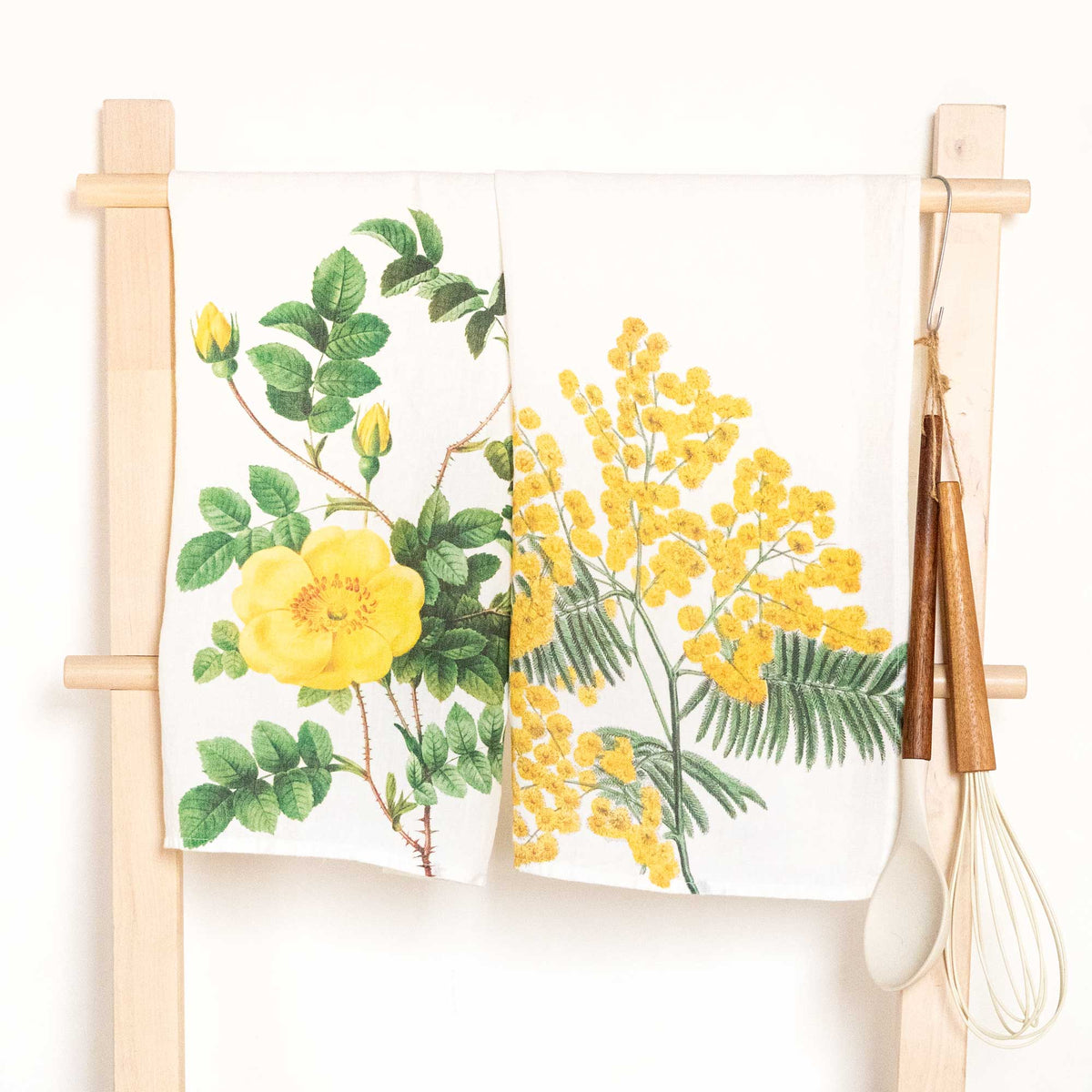 Set of 2 Mimosa & Rose Kitchen Towels.