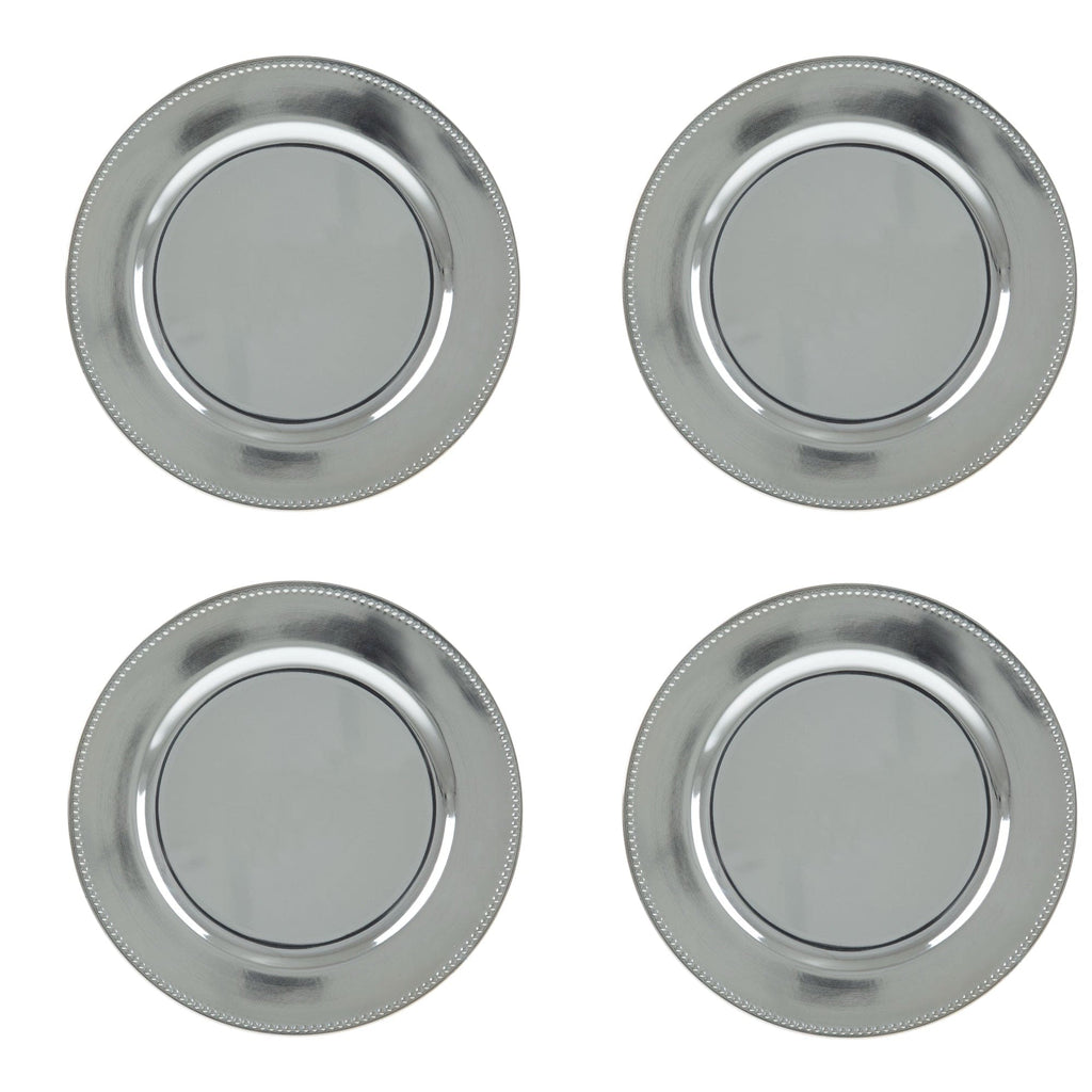 Set of 4 Silver Plastic Sous-plat 33cm.