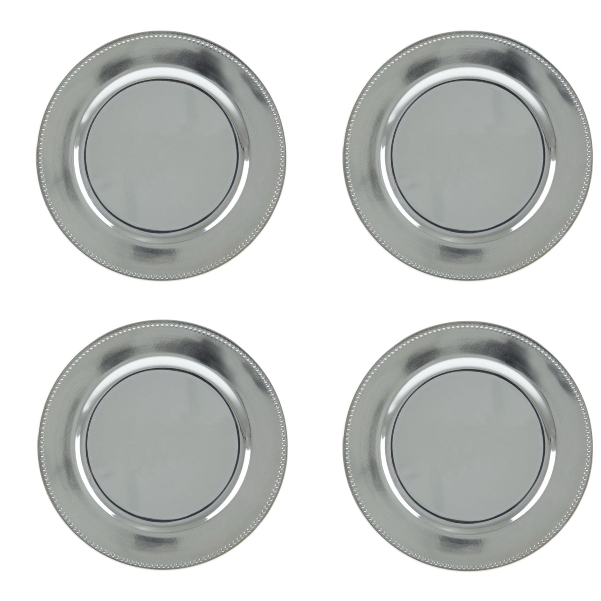 Set of 4 Silver Plastic Sous-plat 33cm.