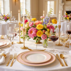 Set of 4 pink Plastic under plate 33cm | House Art