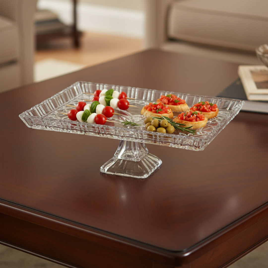 Janine Crystal Elevated Rectangular Serving Platter – 29.5 × 19.5 cm – image 3 | House Art