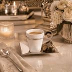 Set of 4 Venice Silver Plated and Porcelaine Coffee Cup and Saucer 70ml | House Art