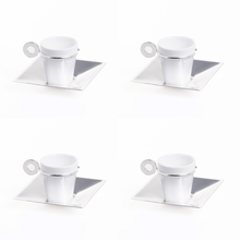 Lade das Bild in den Galerie-Viewer, Venedig versilbert und Porzellan Kaffeetasse und Untertasse 70ml
