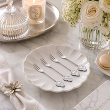Load image into Gallery viewer, Set of 4 Stainless Steel Silver Key Cake Forks – 13.2 cm
