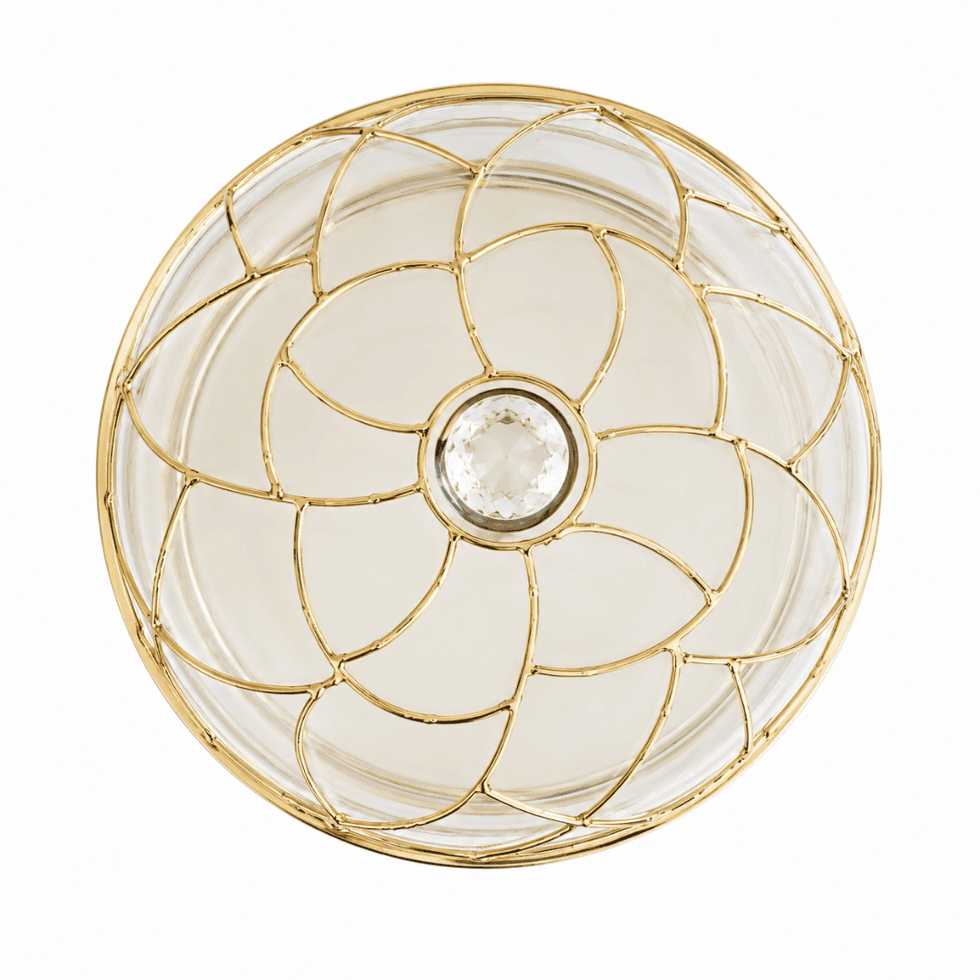 Gold Mesh Dome Cake Stand with Glass Cover – 28.57 × 19.68cm – image 3 | House Art