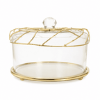 Gold Mesh Dome Cake Stand with Glass Cover – 28.57 × 19.68cm – image 2 | House Art
