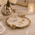 White Tray with Gold Flower Detail | House Art