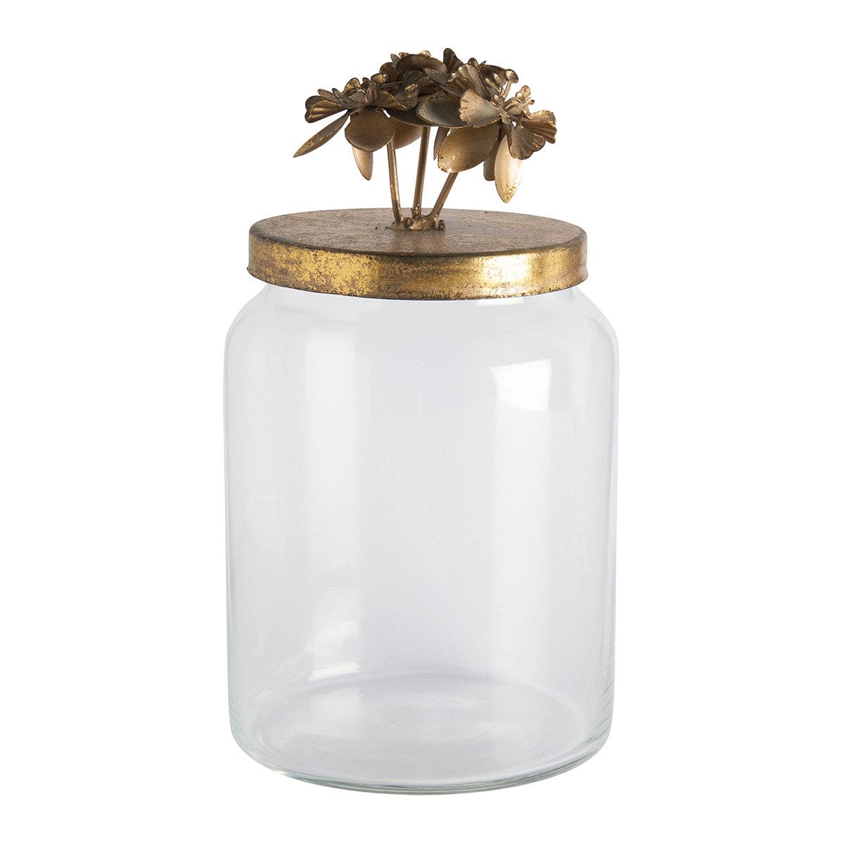 Idylle floral candy box in glass and gold-plated metal - Large model.