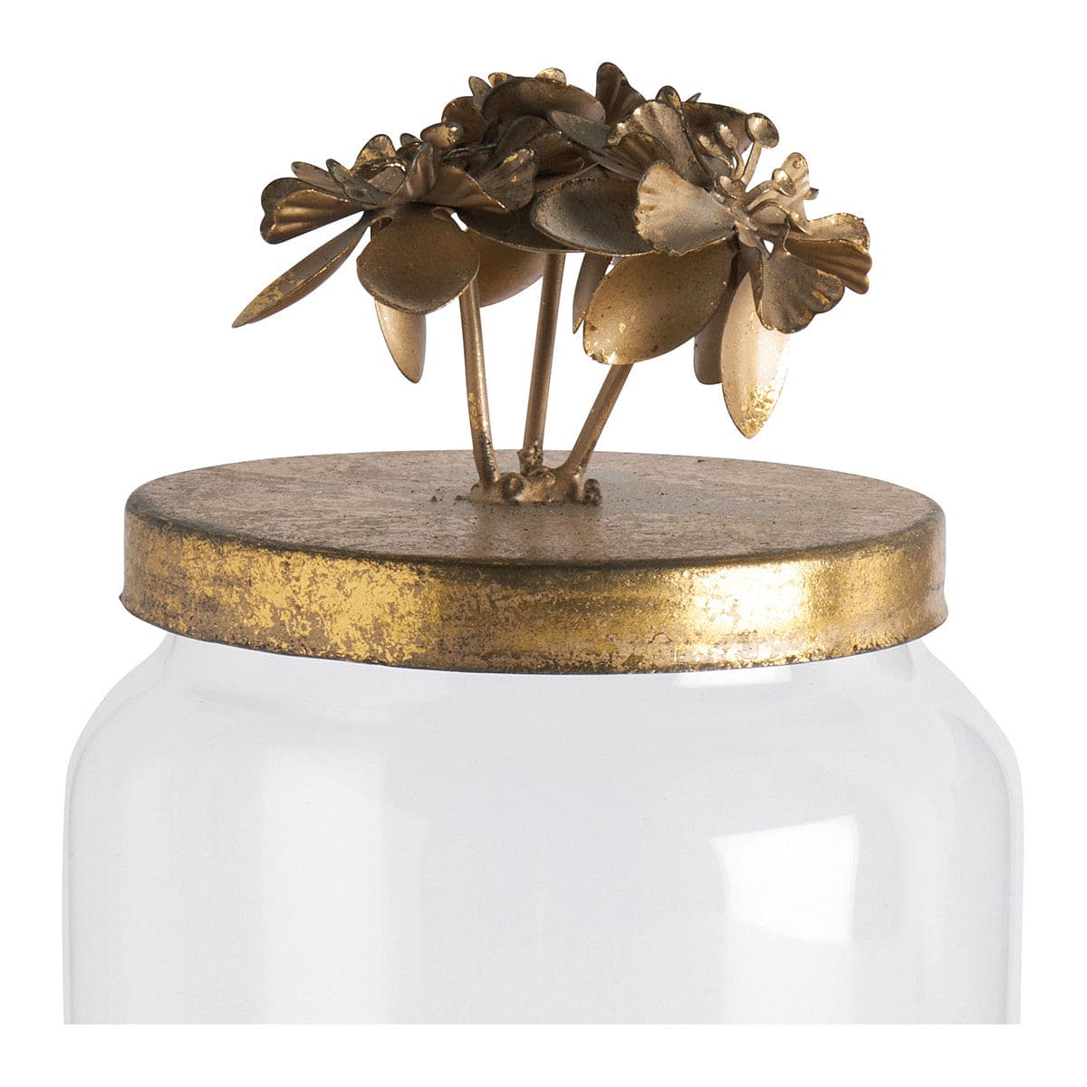 Idylle floral candy box in glass and gold-plated metal - Large model.