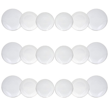 Lade das Bild in den Galerie-Viewer, Metropolis 18-Piece White Porcelain Dinner Set with Platinum Rim | Luxury Dinnerware for 6.
