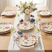 Lade das Bild in den Galerie-Viewer, Moon Kimono 18-Piece Floral Porcelain Dinner Set for 6 | Luxury Japanese-Inspired Tableware.

