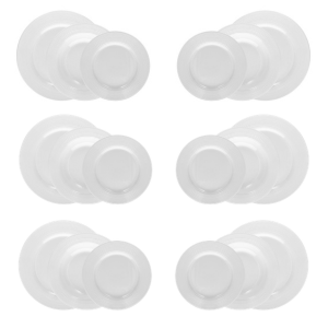 Polis 18-Piece White Porcelain Dinner Set for 6 | Modern Ribbed Dinnerware Collection.